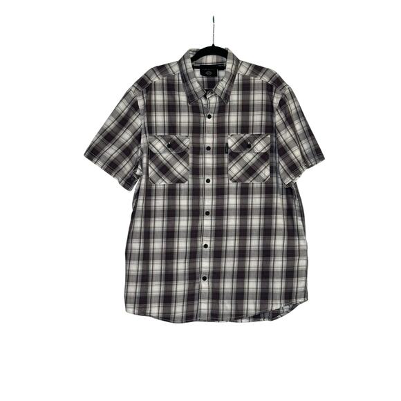 Harley Davidson gray white plaid short sleeves button shirt size XL - Picture 8 of 10